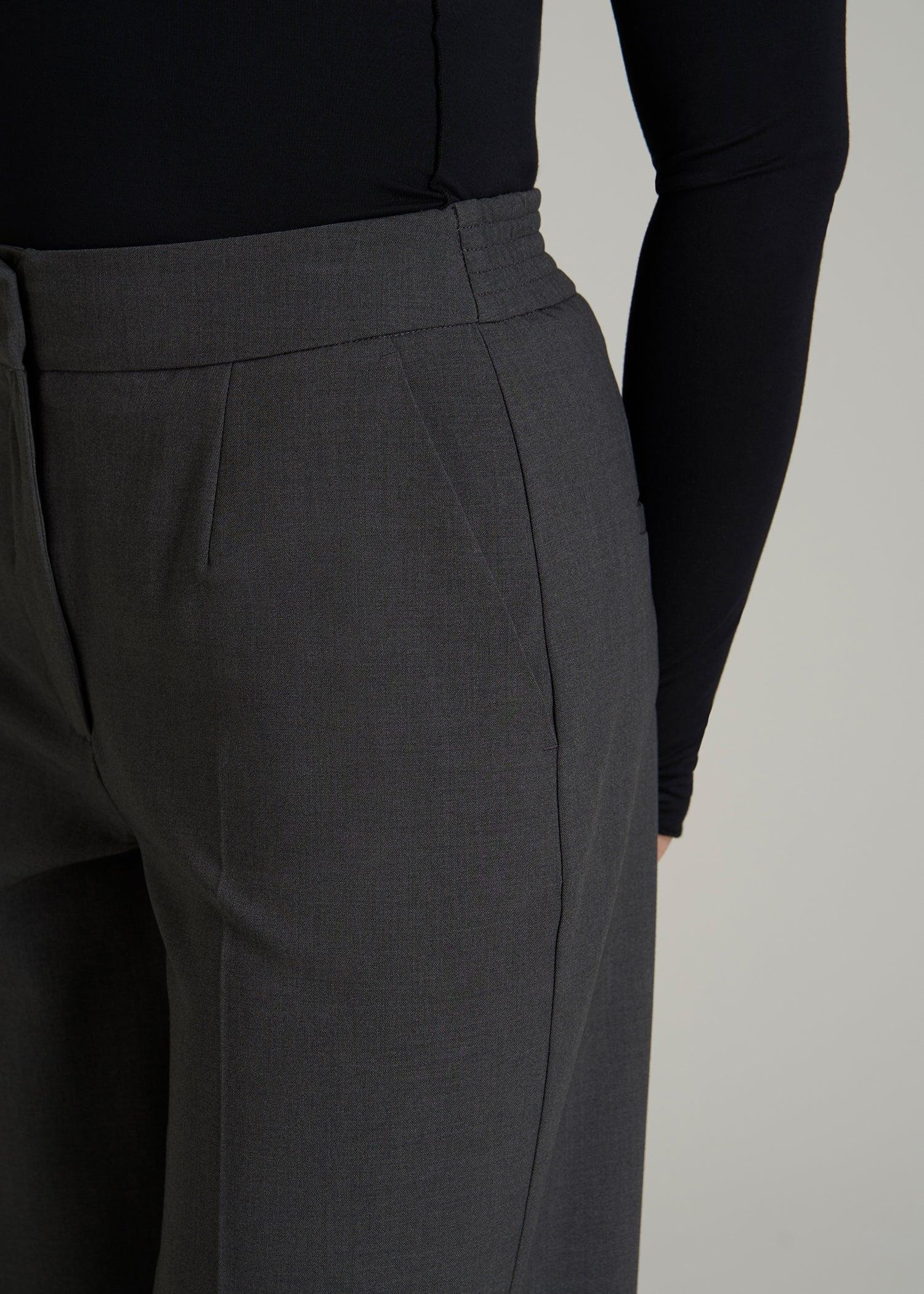 Flat Front Wide Leg Dress Pants for Tall Women in Graphic Charcoal Product Image