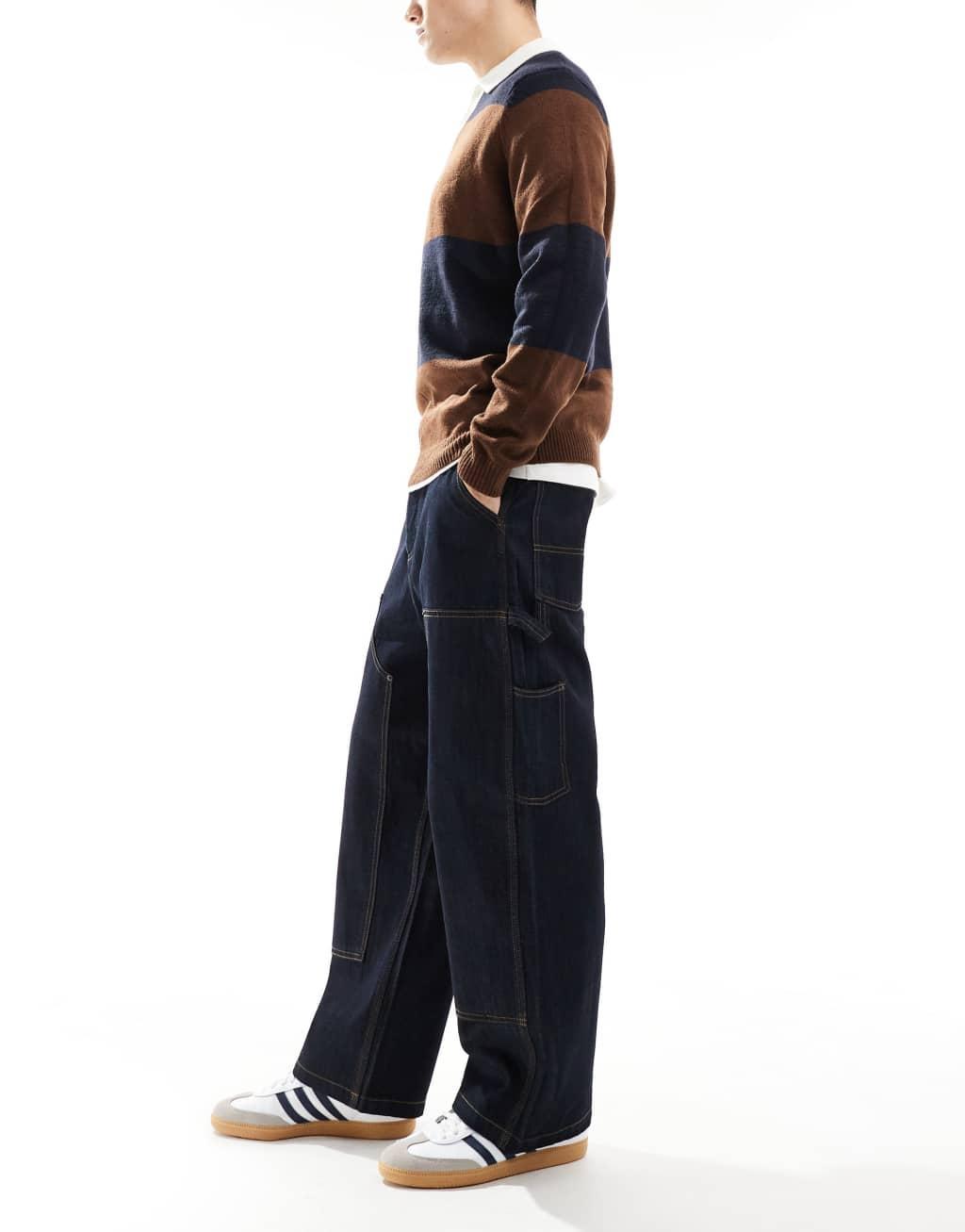 Pull&Bear wide leg jeans in denim blue Product Image
