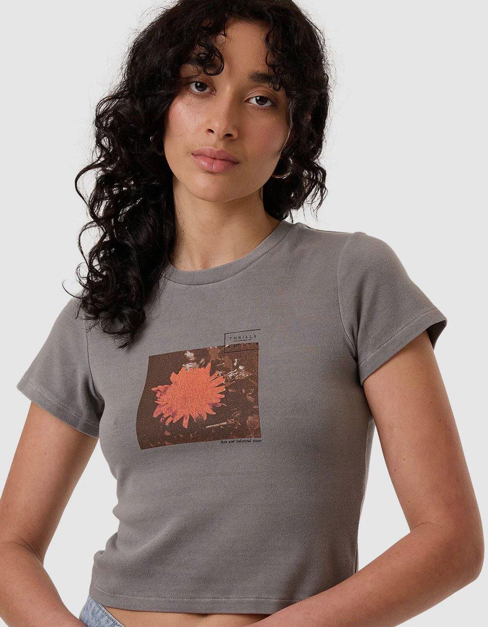 THRILLS Natures Library Womens Baby Tee - GRAY Product Image
