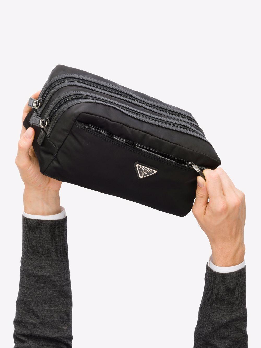 Re-Nylon and leather travel pouch Product Image