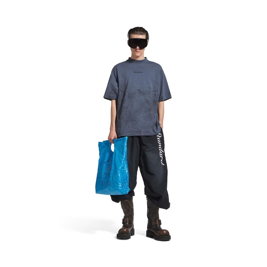 Men's Balenciaga Back T-shirt Medium Fit in Faded Dark Blue/black Product Image