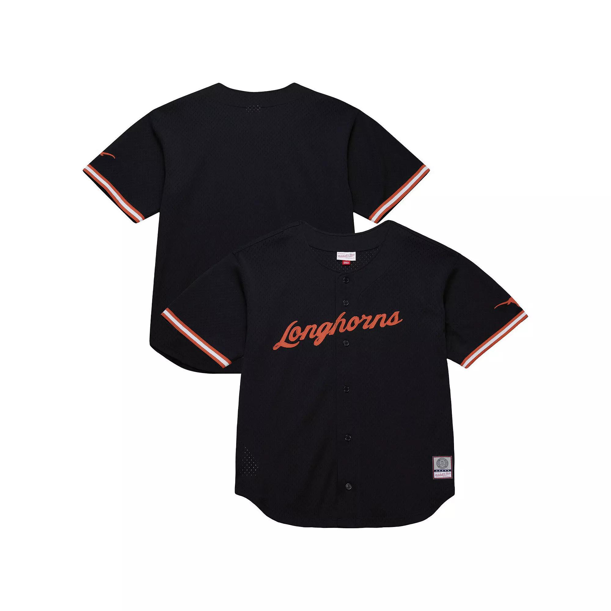 Men's Mitchell & Ness Black Texas Longhorns On The Clock Full-Button Fashion Jersey, Size: Medium Product Image