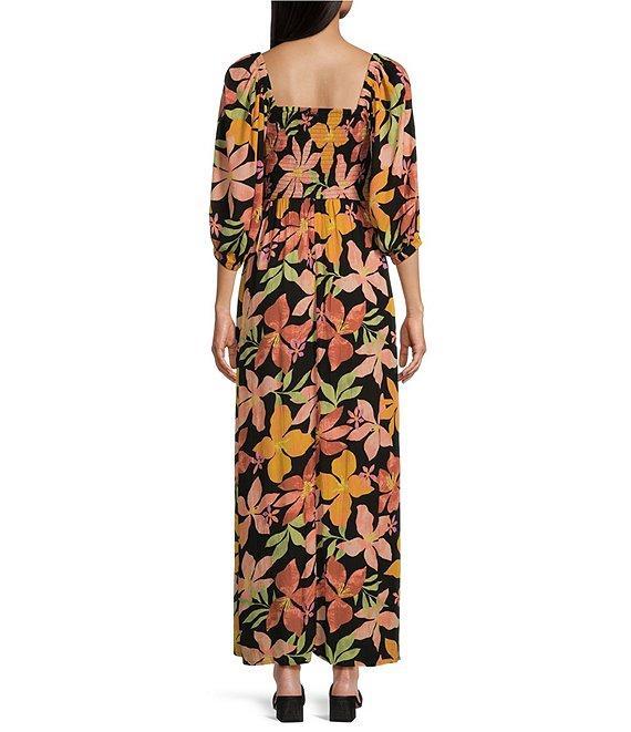 Billabong Wish Me Luck Tropical Floral Printed 3/4 Sleeve Maxi Dress Product Image