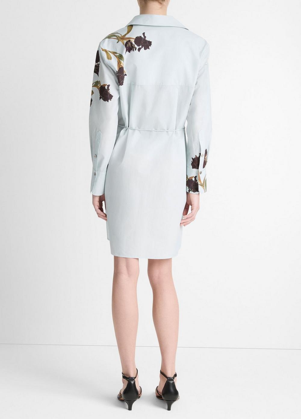 Womens Placed Iris Cotton Shirt Dress, Salt Glass/black Iris, Size L Vince Product Image