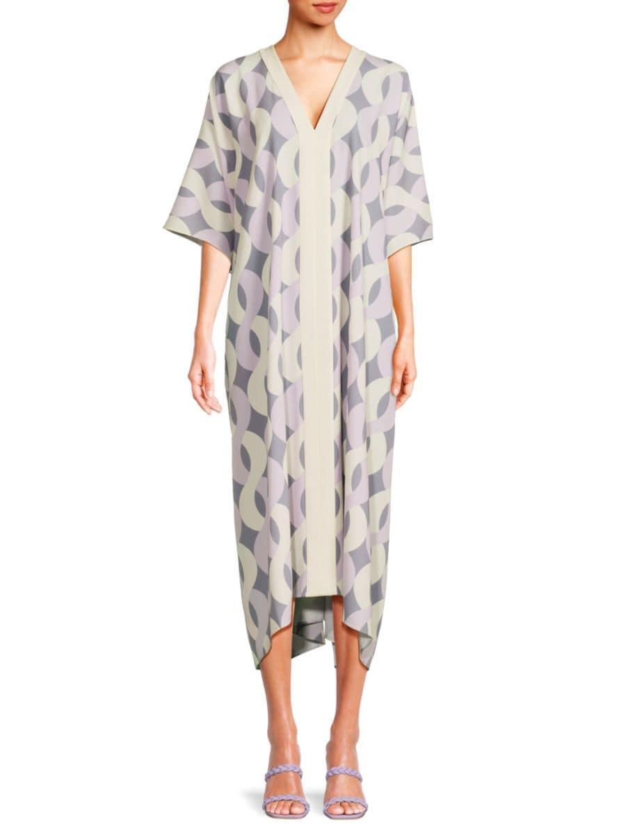 ST JOHN Women's Geometric Shift Maxi Dress In Plum Product Image