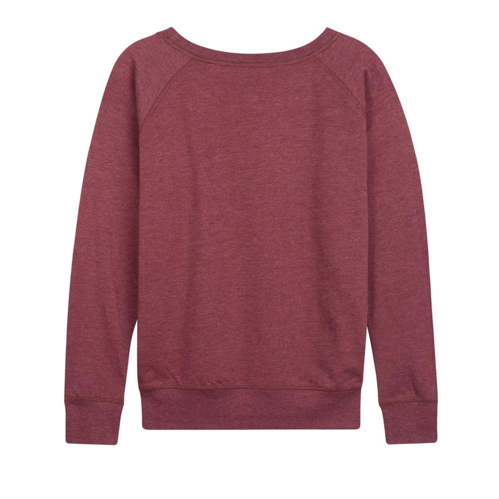Women's Peanuts Snoopy Woodstock Xo Heart Lightweight French Terry Slouchy - Heather Maroon - 1X Product Image
