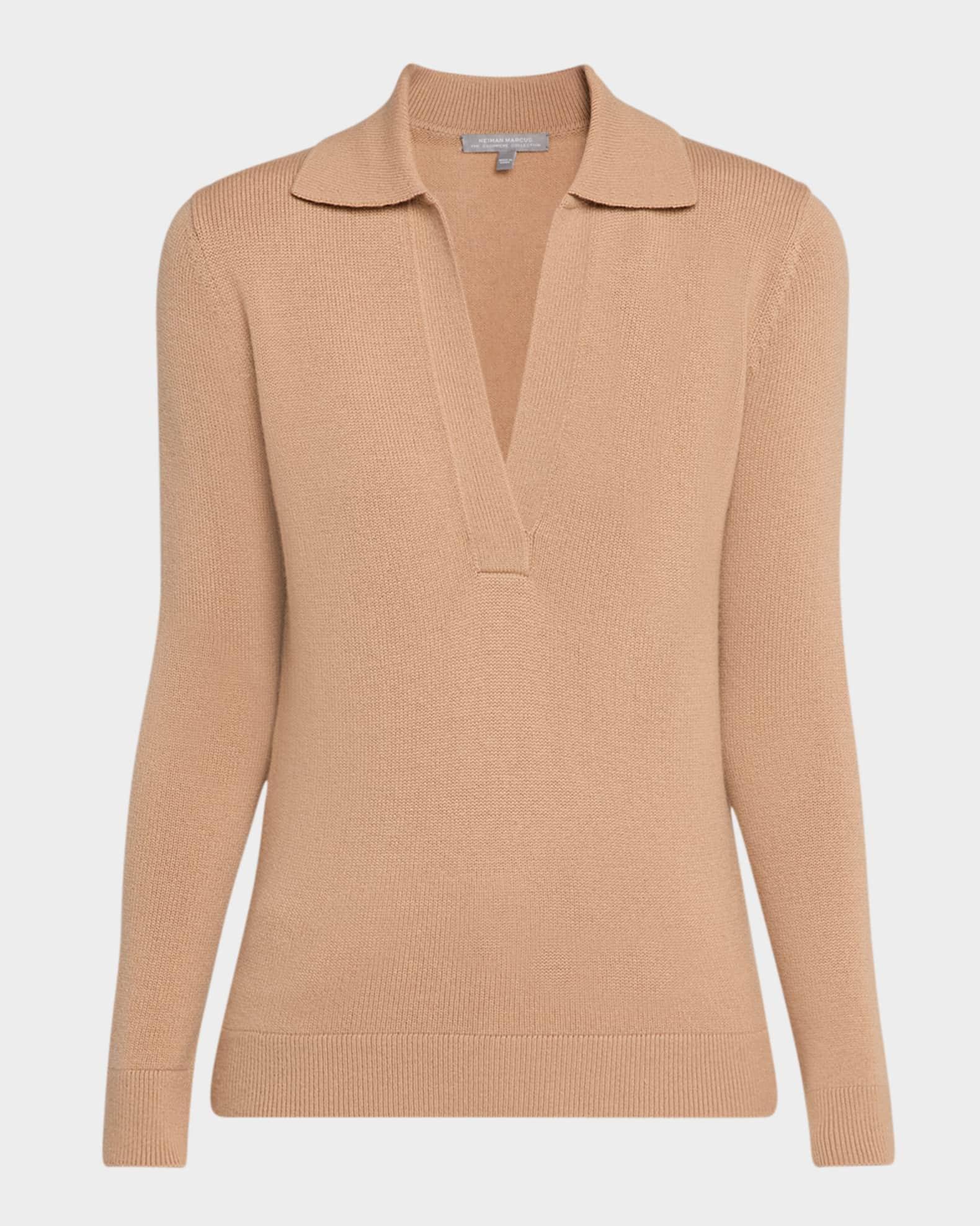 Cashmere Long-Sleeve Polo Sweater Product Image