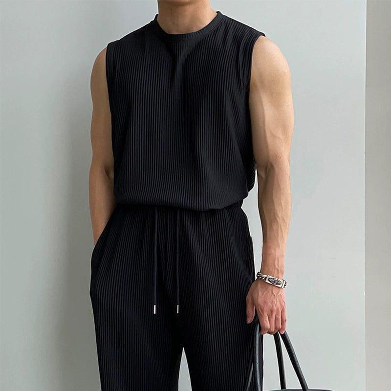 RT No. 11931 PLEATED SLEEVELESS SHIRT & WIDE DRAWSTRING PANTS Product Image