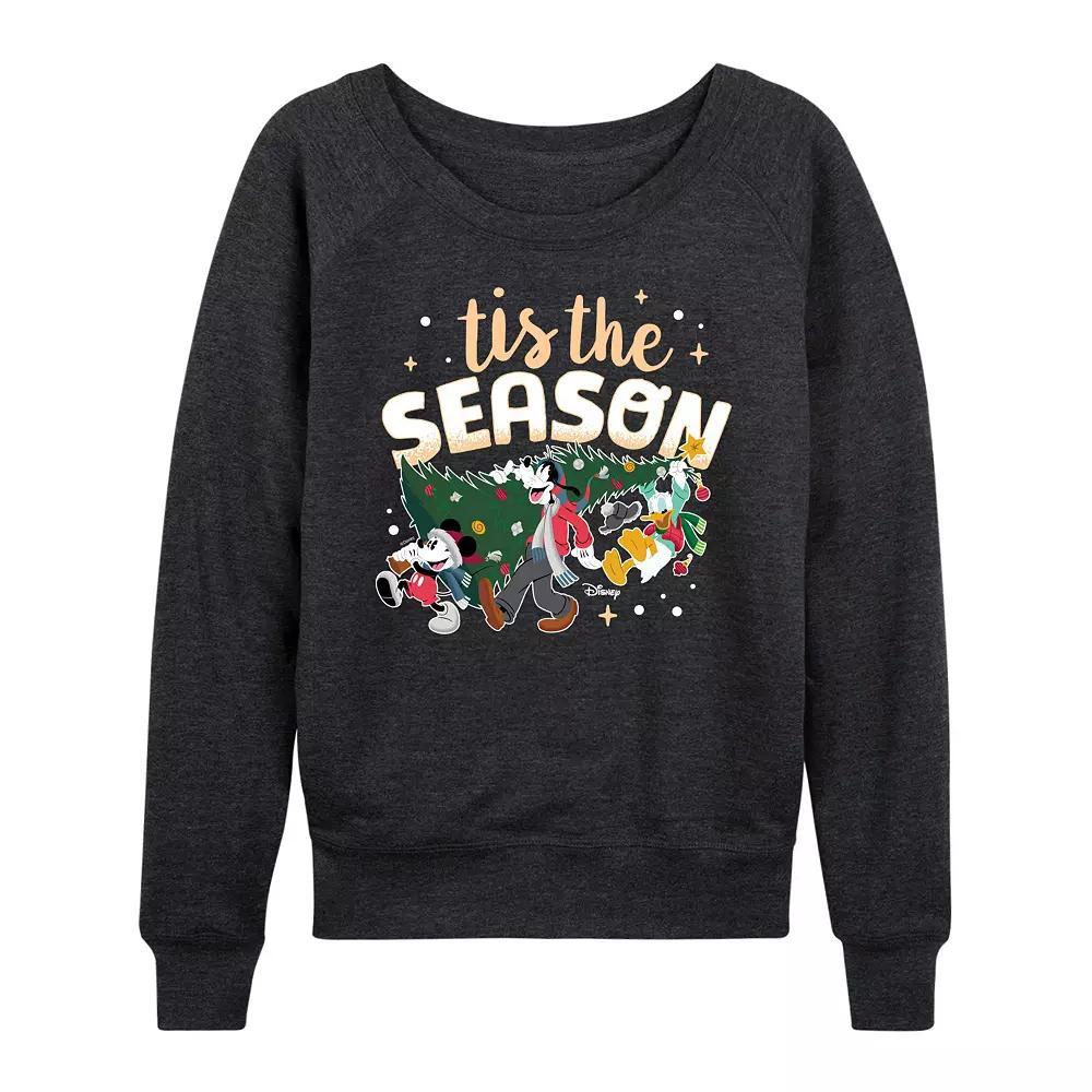 Disney's Mickey Mouse & Friends Women's Tis The Season French Terry Long Sleeve Tee, Size: Large, Heather Grey Product Image