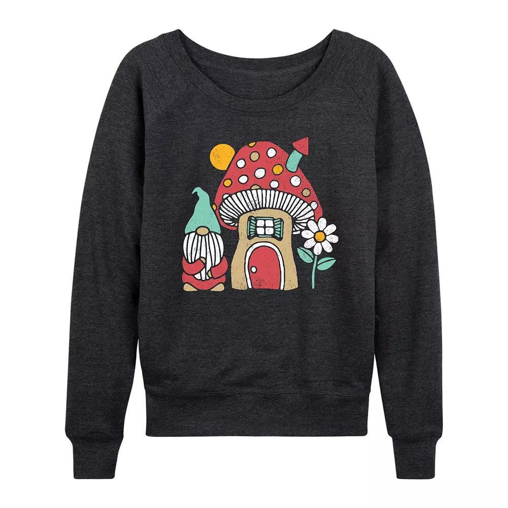 Womens Mushroom House French Terry Long Sleeve Tee Heather Grey Product Image