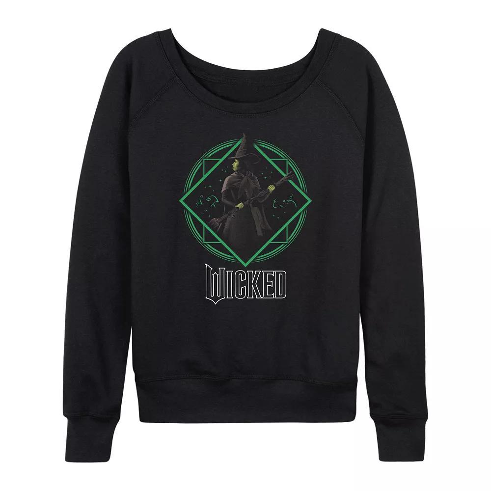 Women's Wicked Elphaba Portrait French Terry Long Sleeve Tee, Size: XXL, Black Product Image