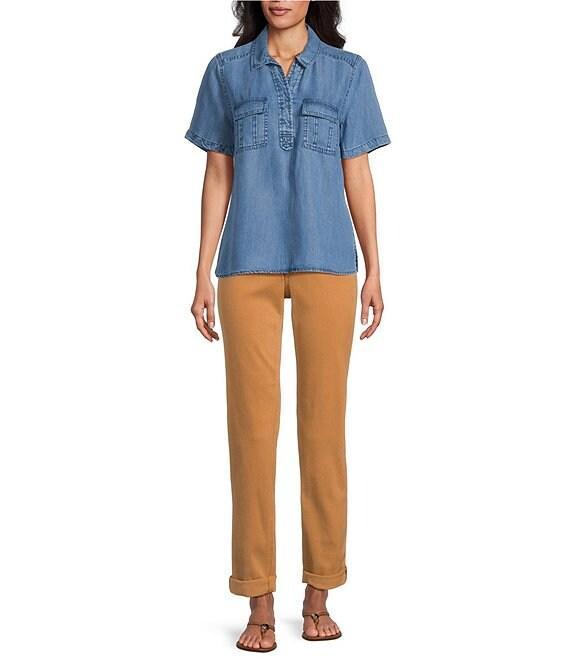 Tommy Bahama Leila Sunwashed Twill Mid Rise Ankle Length Boyfriend Jeans Product Image