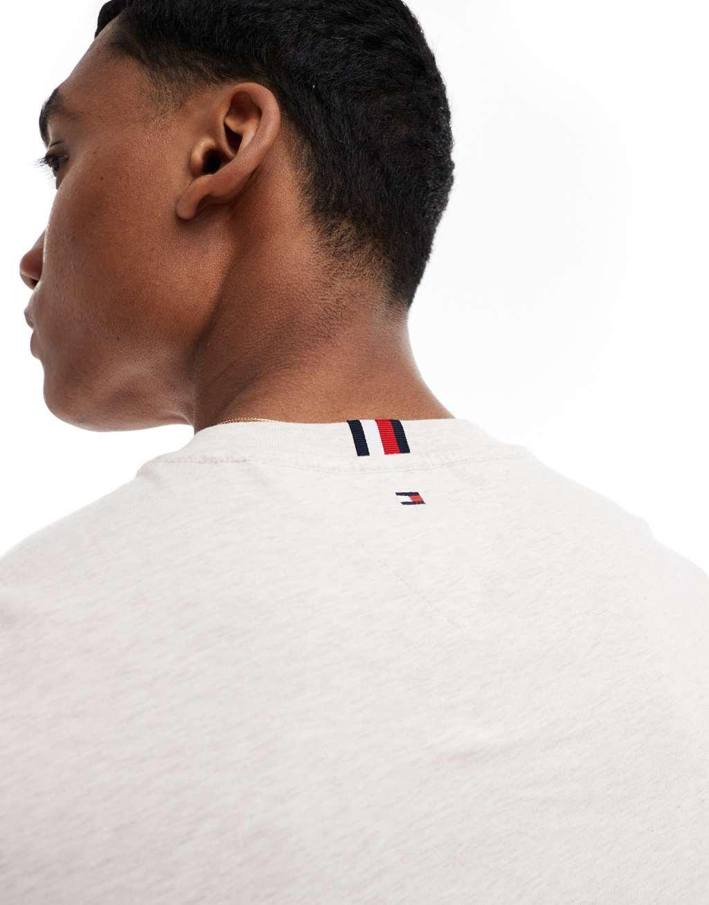 Tommy Hilfiger small logo tipped T-shirt in off white Product Image