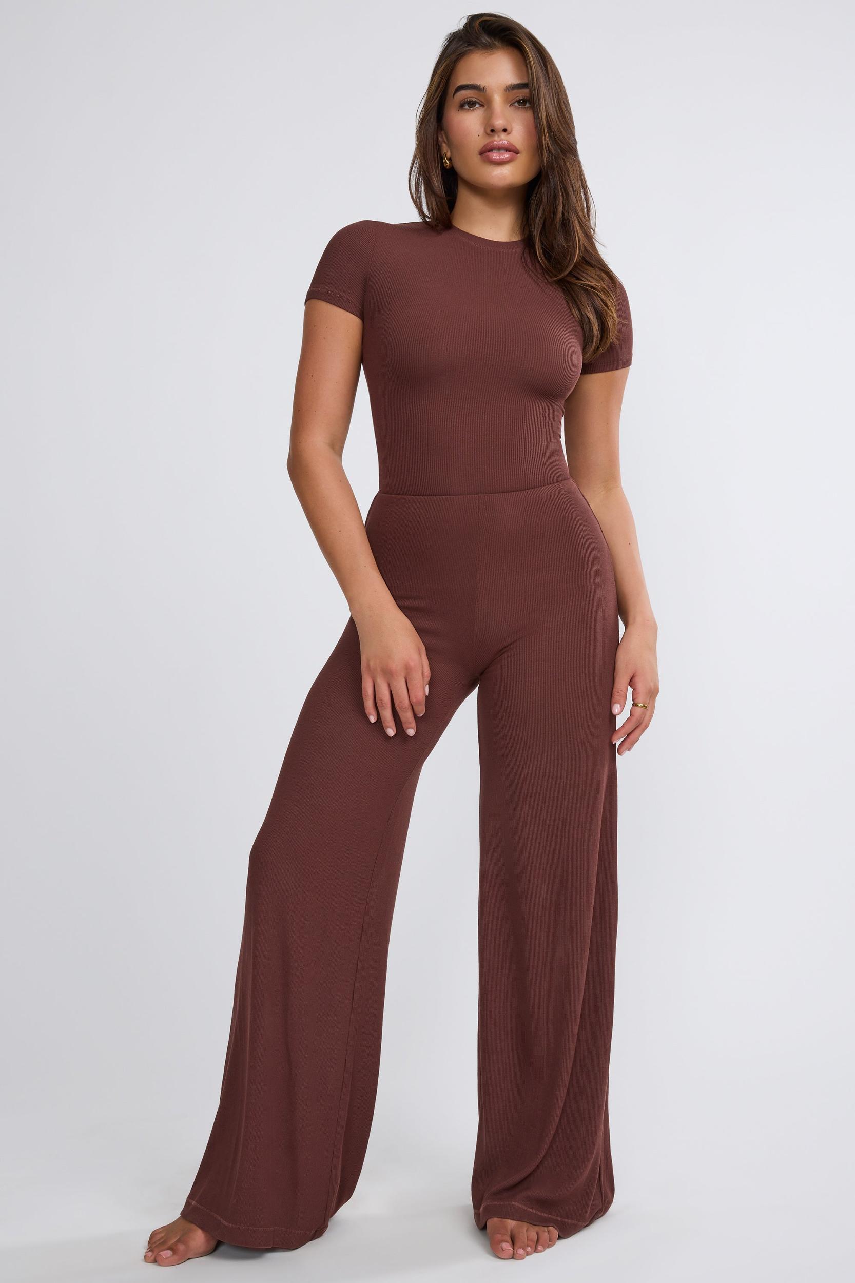 Mid Rise Wide Leg Trouser in Chocolate Product Image