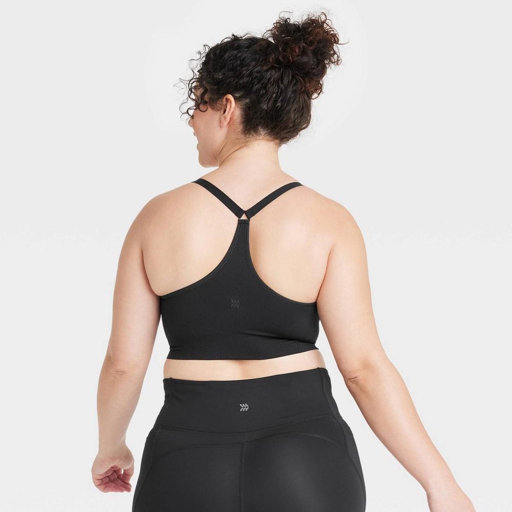 Womens Seamless Medium Support Cami Sports Bra - All In Motion Black S: Racerback, Removable Padding Product Image