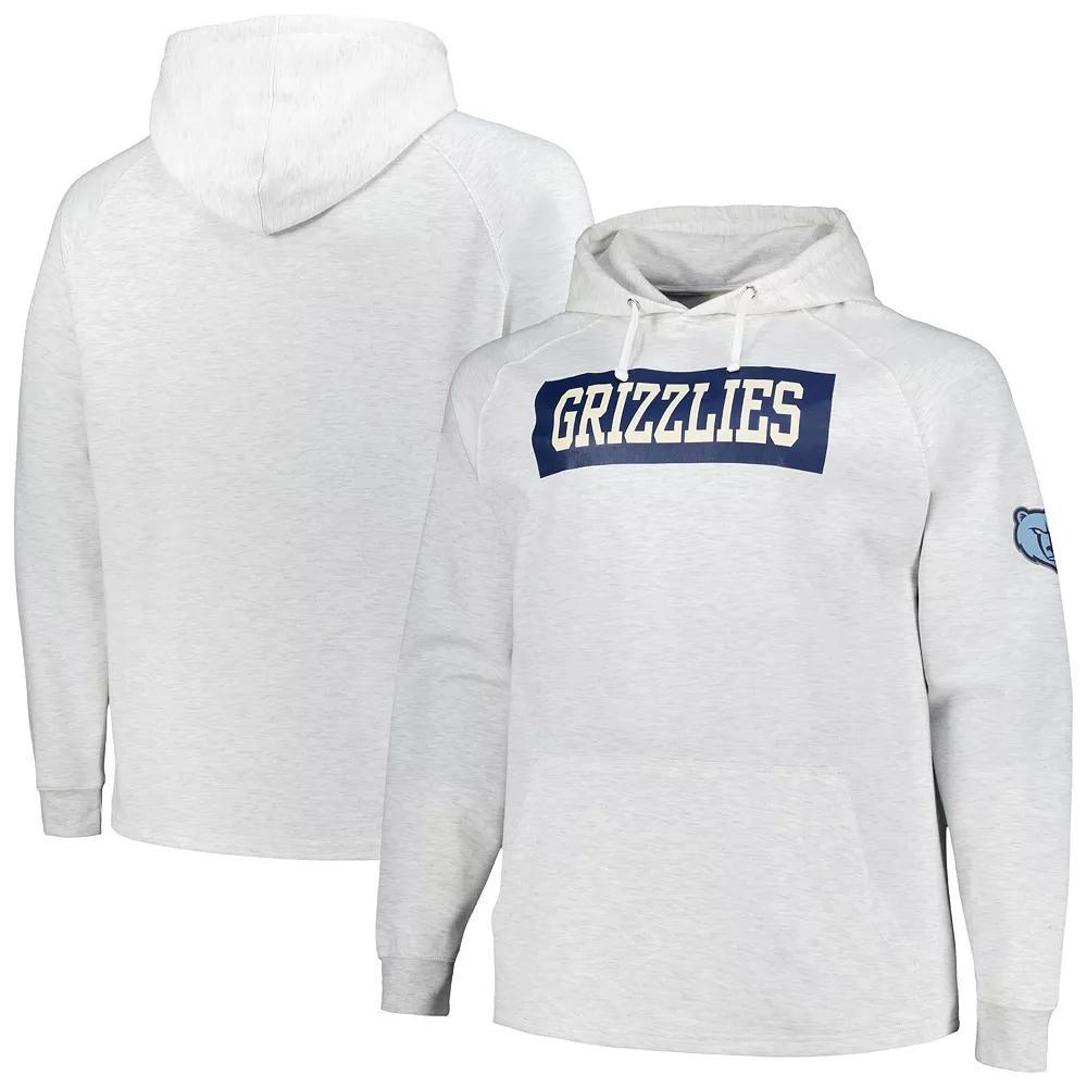 Men's Fanatics Ash Memphis Grizzlies Big & Tall Raglan Tri-Blend Pullover Hoodie, Size: XLT, Grz Black Product Image