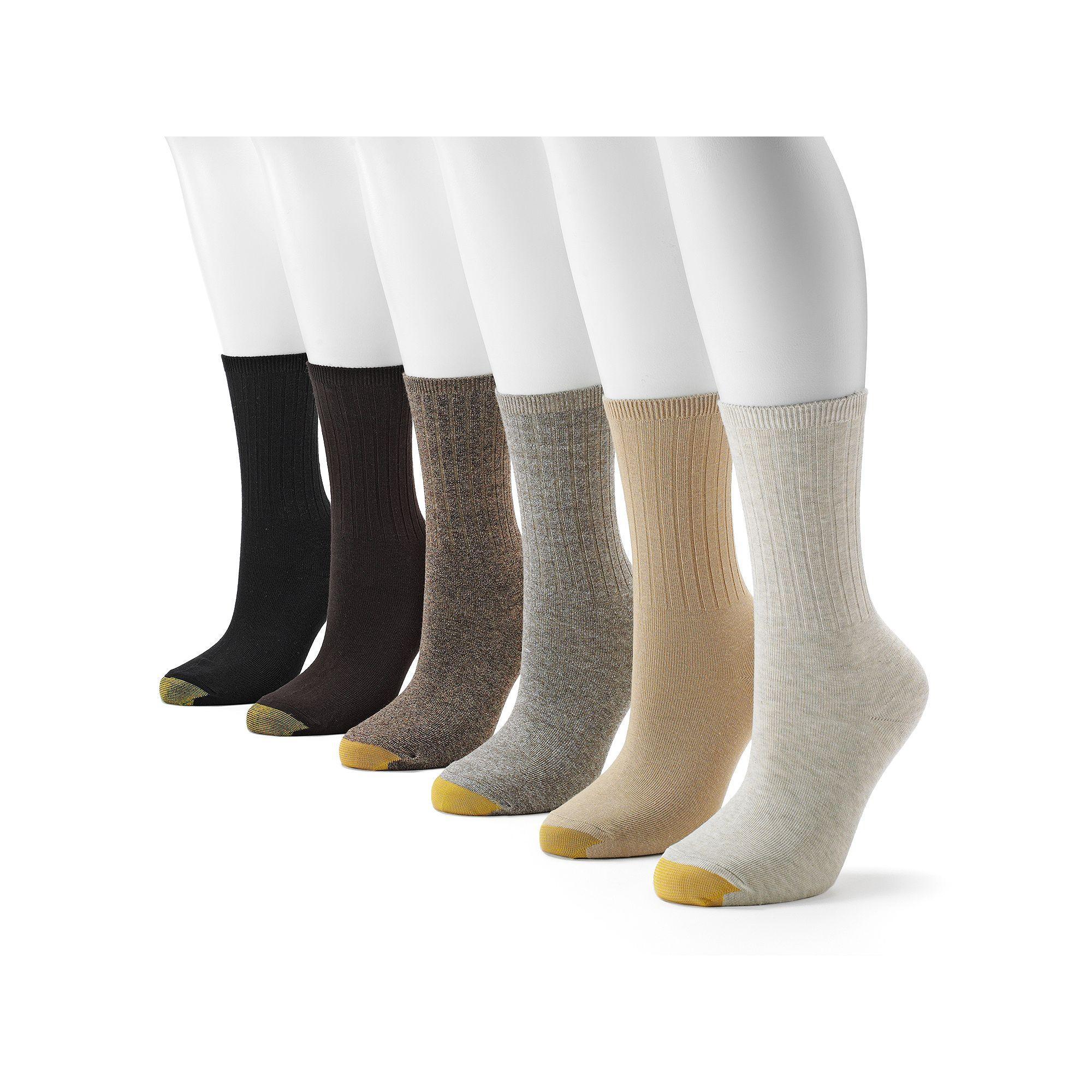 Women's GOLDTOE ® 6-pack Ribbed Crew Socks, Size: 9-11, Green Product Image