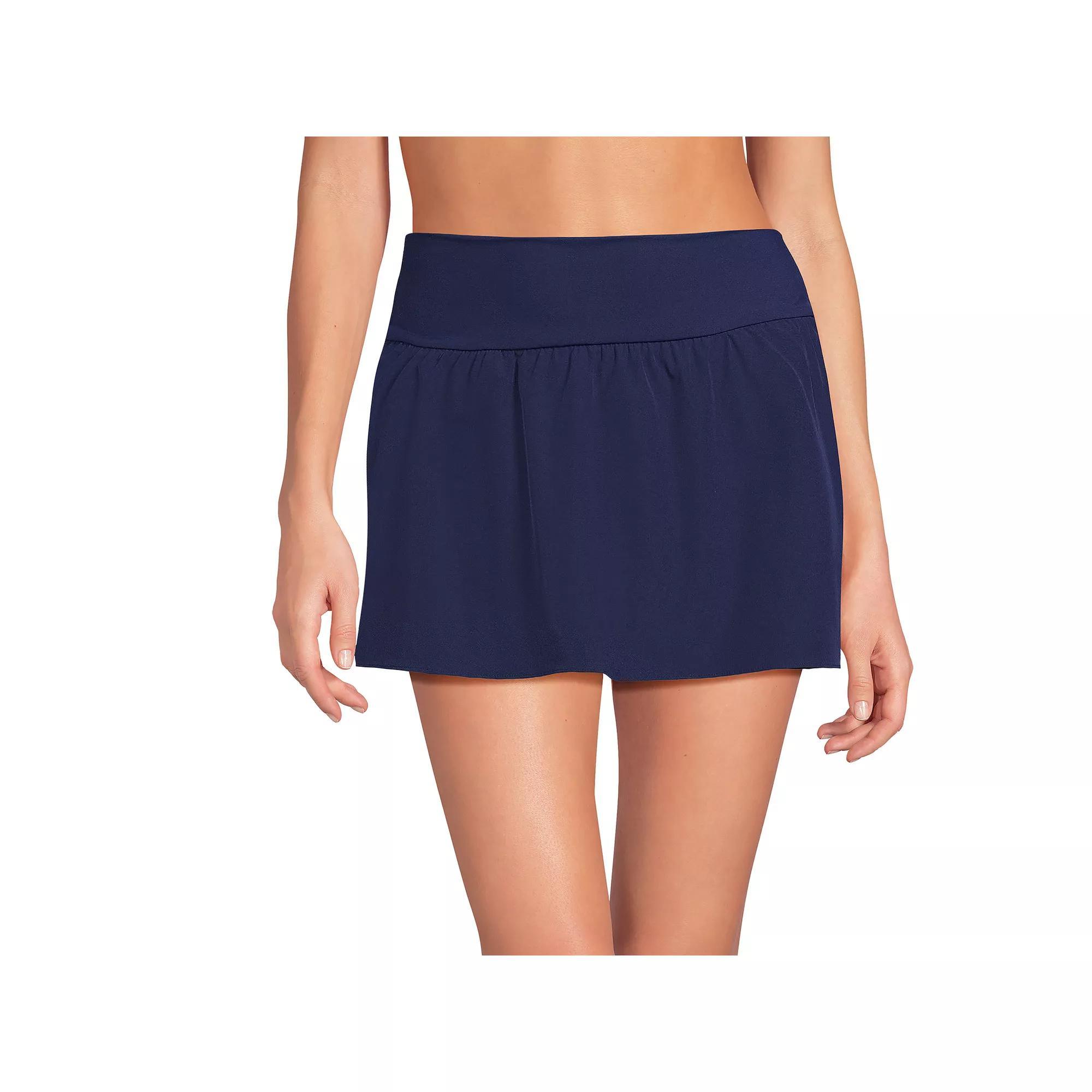 Women's Lands' End Pinchless Mini Swim Skort, Size: 8, Deep  Blue Product Image