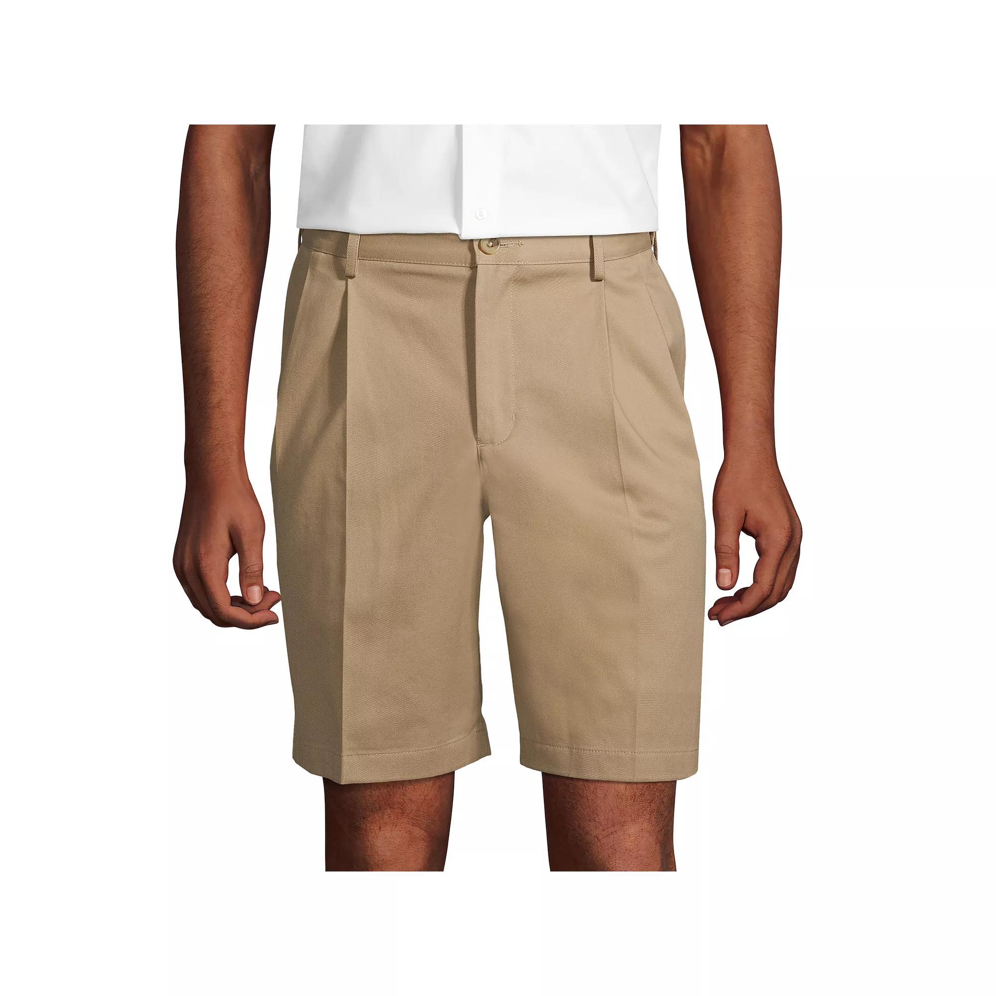 Men's Lands' End Comfort Waist 9-inch No-Iron Pleated Chino Shorts, Size: 37, Radiant Blue Product Image
