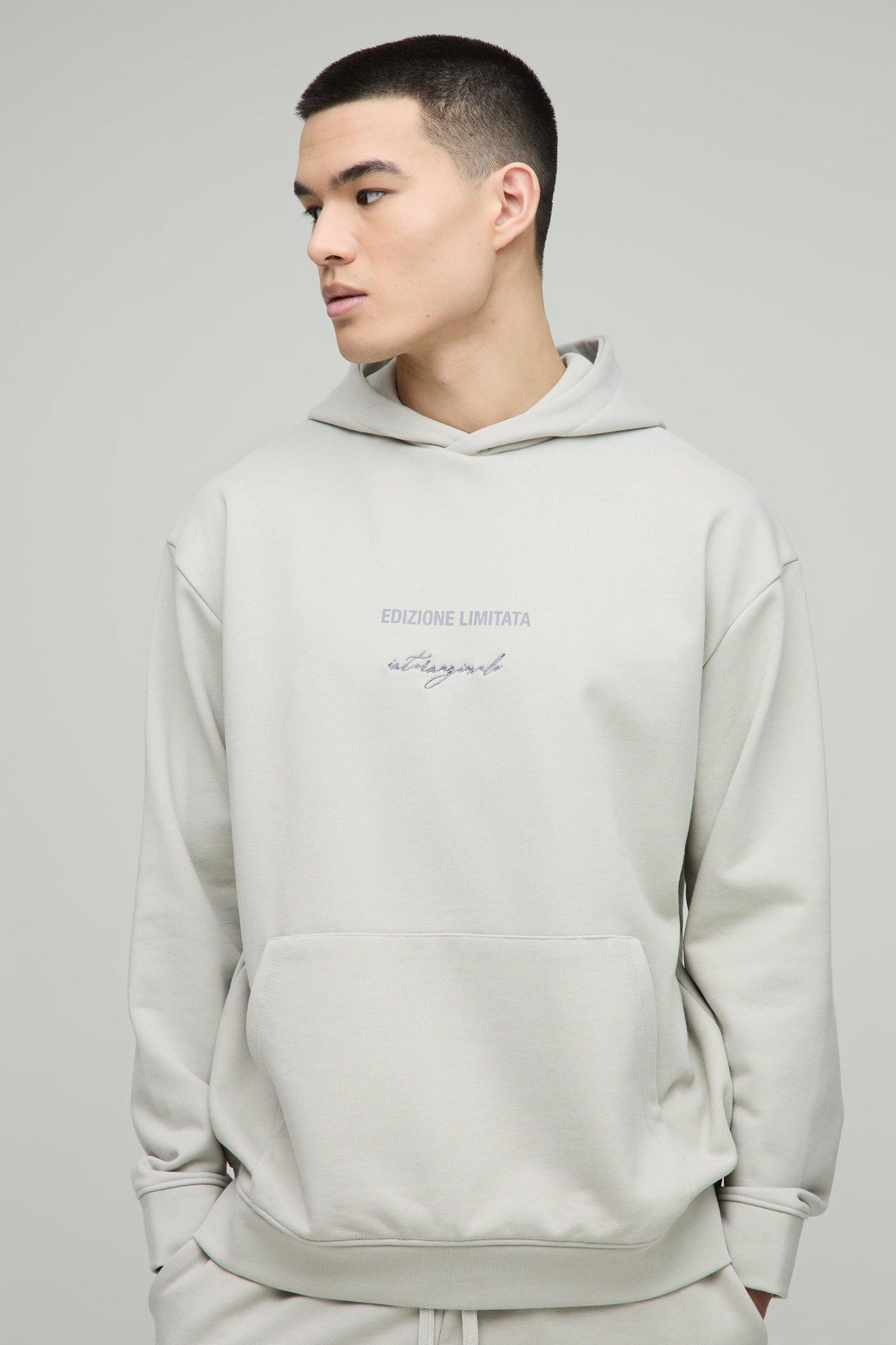 Mens Oversized Edizione Limitata Heavyweight Hoodie - Grey Product Image