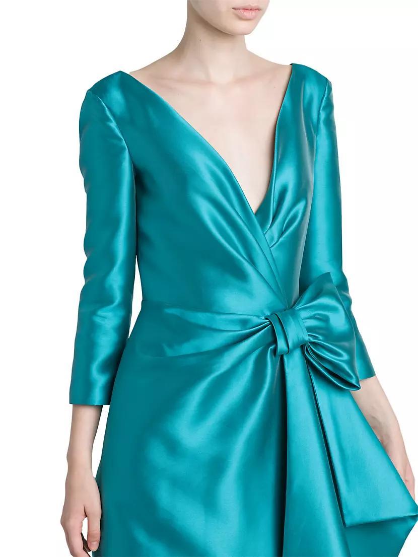 Satin Wrap Bow Gown Product Image