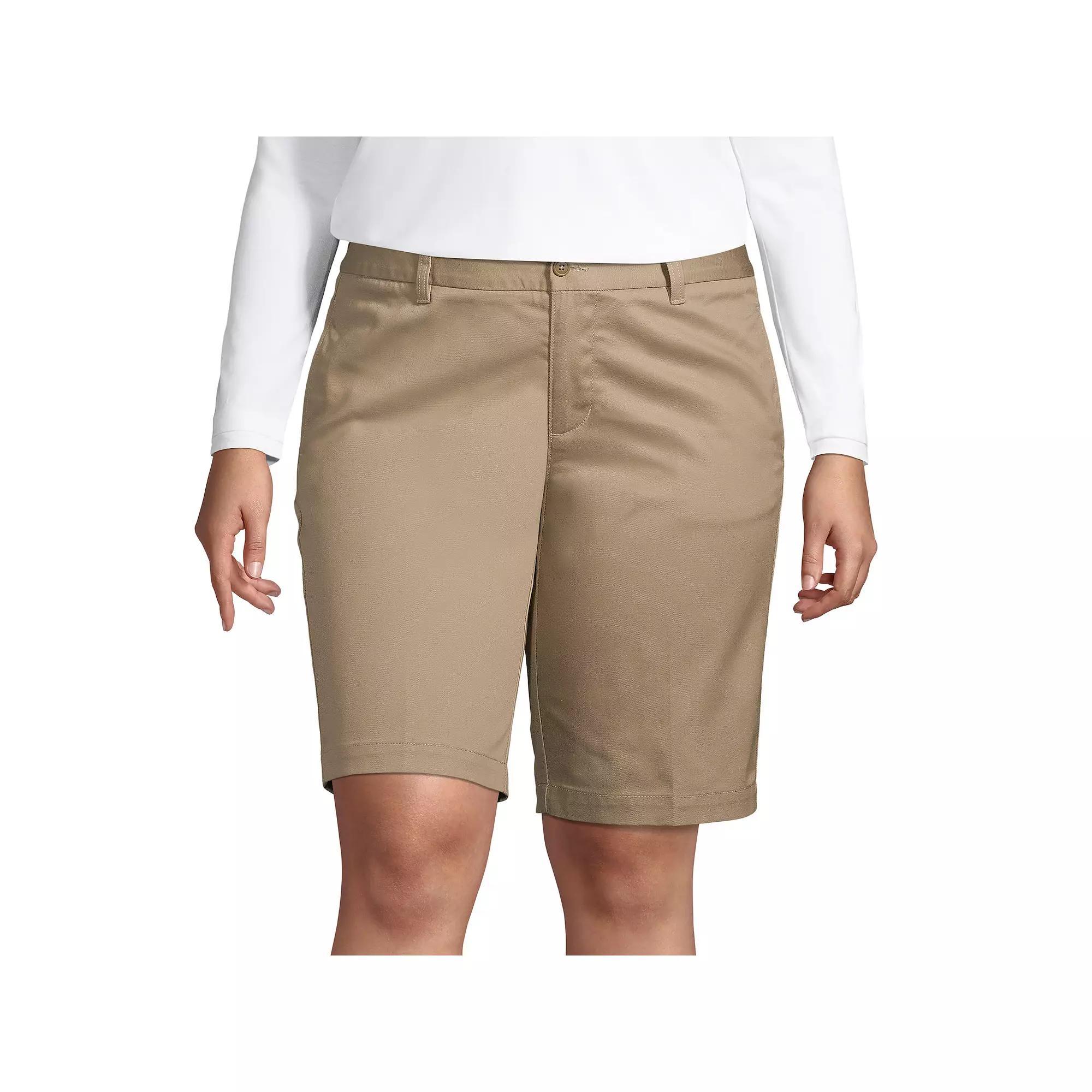 Plus Size Lands' End School Uniform Plain Front Blend Chino Shorts, Women's, Size: 22 W, Black Product Image