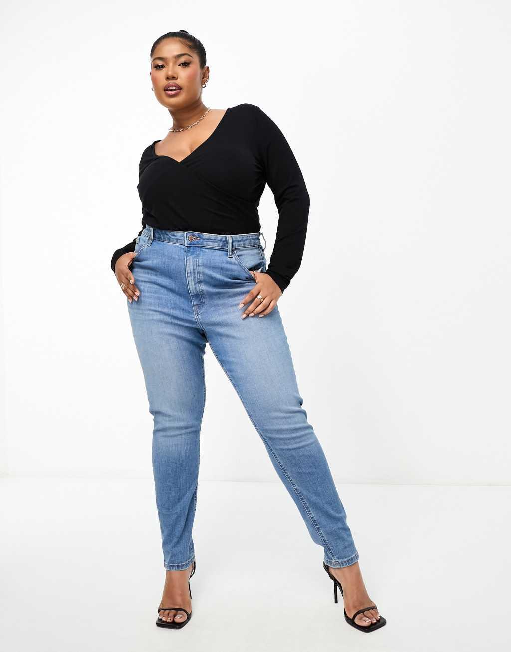 ASOS DESIGN Curve long sleeve wrap top Product Image