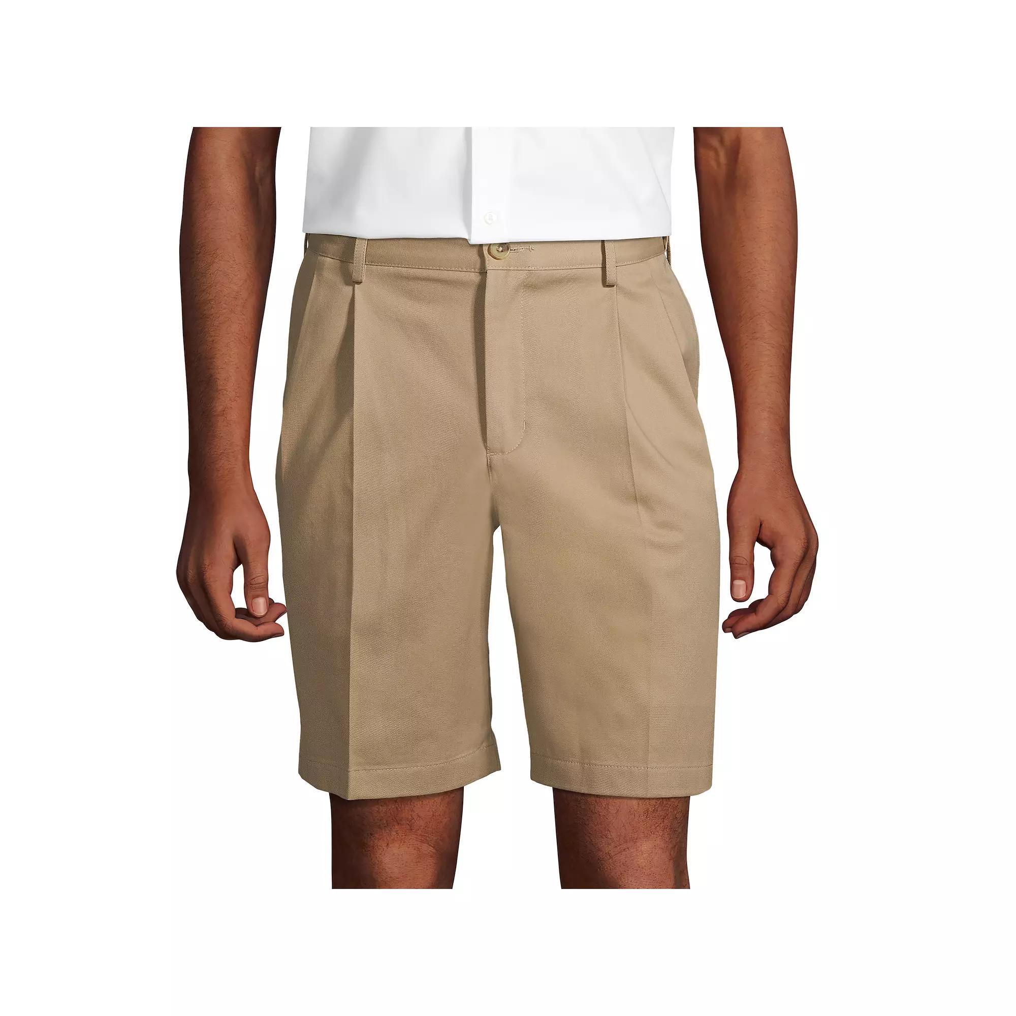 Men's Lands' End Comfort Waist 9-inch No-Iron Pleated Chino Shorts, Size: 37, Radiant Blue Product Image