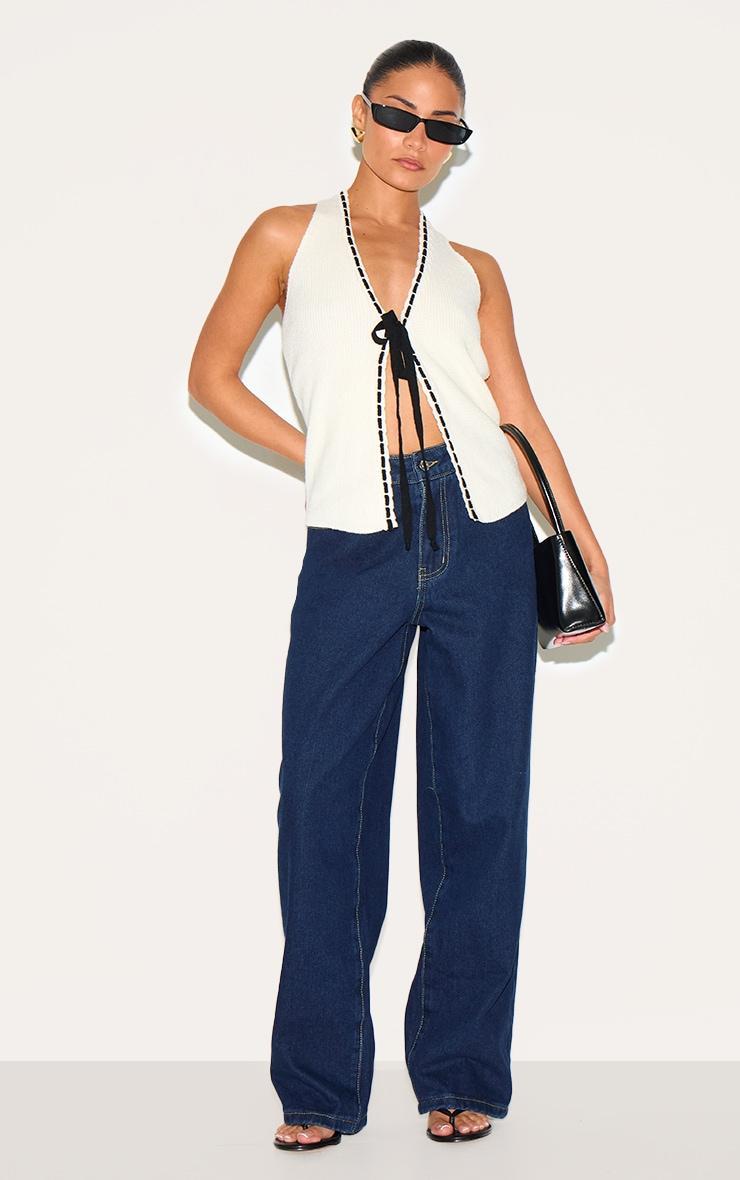 Petite Cream Knit Tie Front Cardigan Product Image