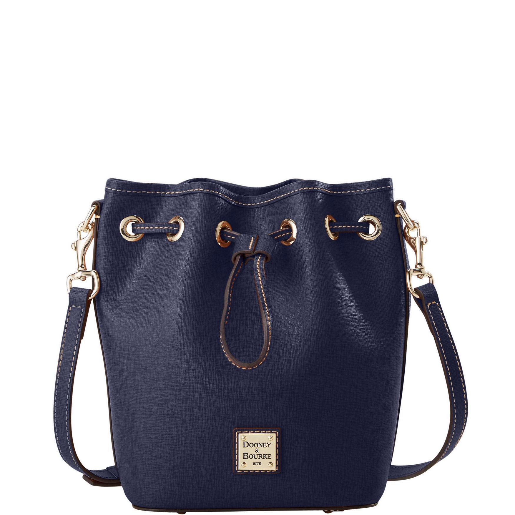Dooney & Bourke Womens Saffiano Small Drawstring Leather Crossbody Bag in Marine Product Image