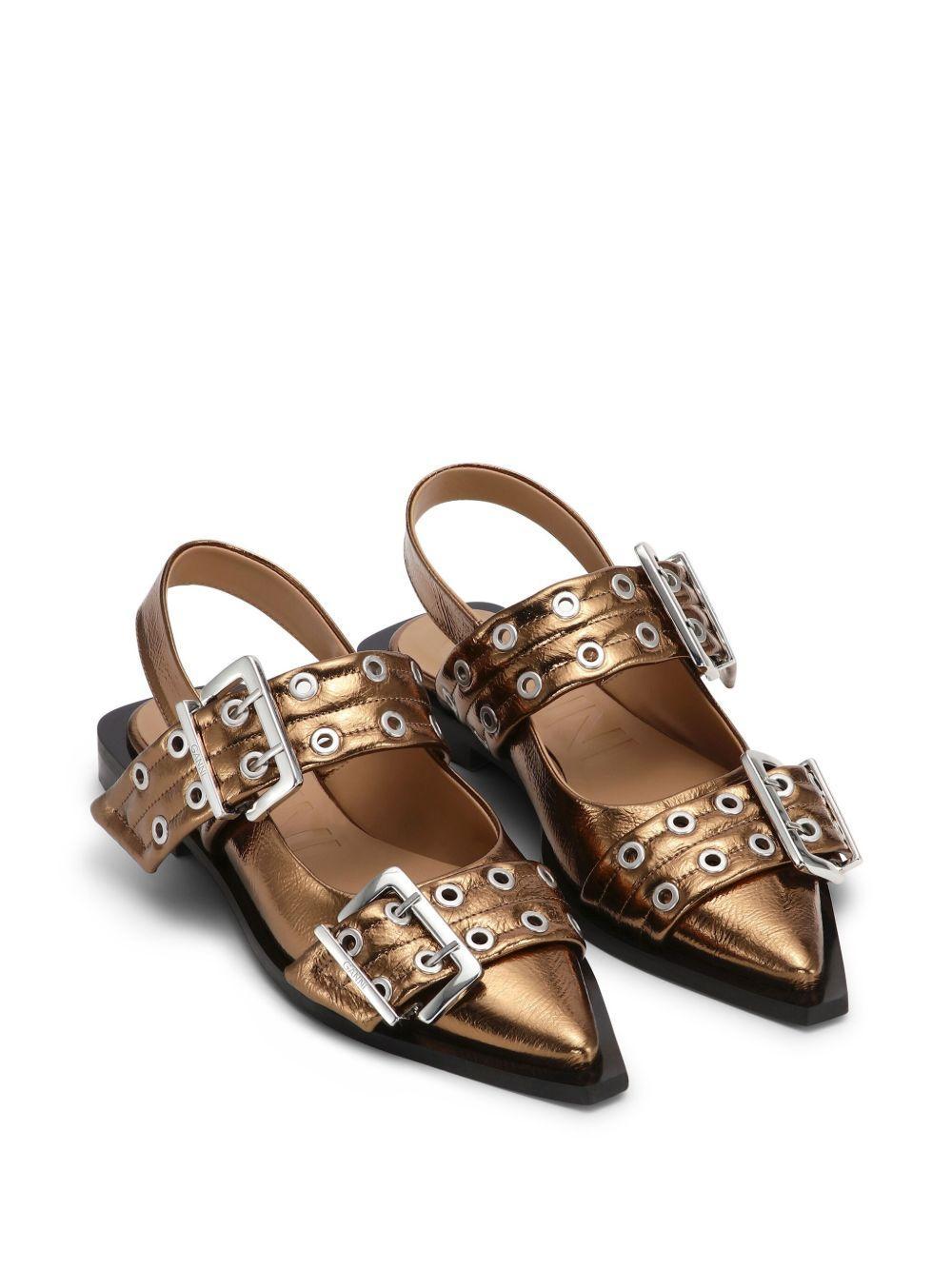metallic feminine ballerina shoes Product Image