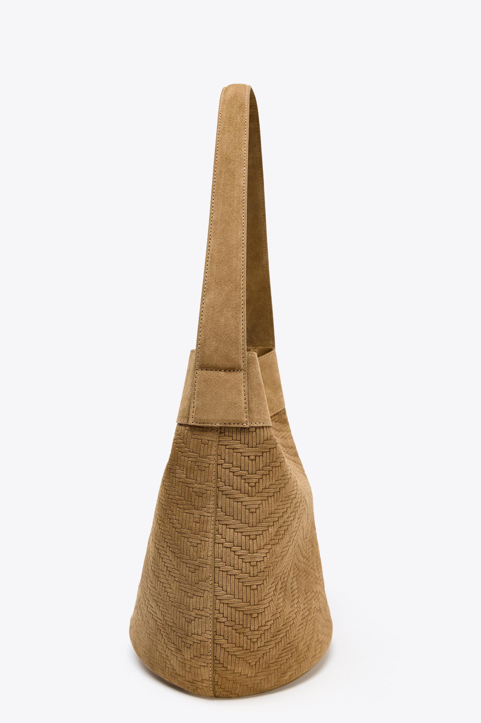 LEATHER BRAIDED MAXI BUCKET BAG Product Image