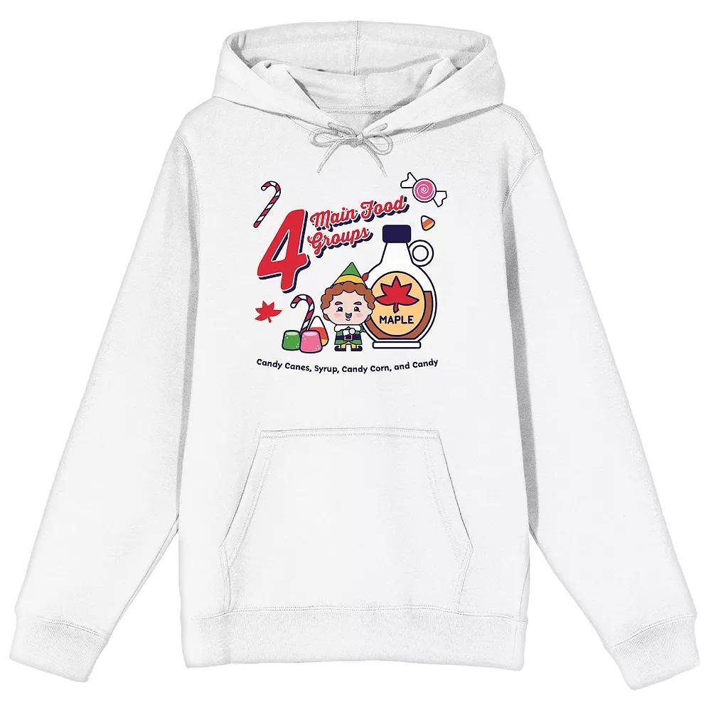 Men's Four Main Food Groups Elf Hoodie, Size: XXL, White Product Image