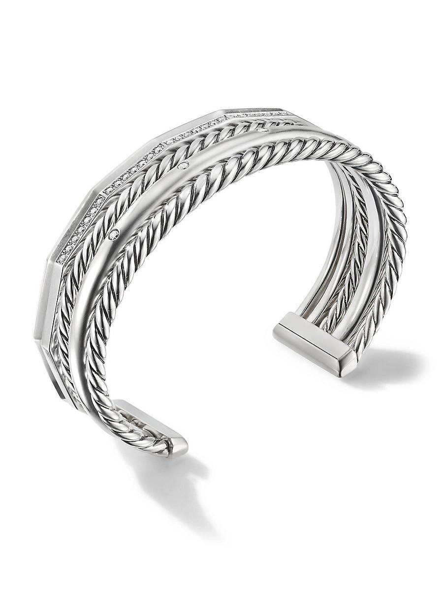 Womens Stax Five Row Cuff Bracelet with Pav Diamonds Product Image