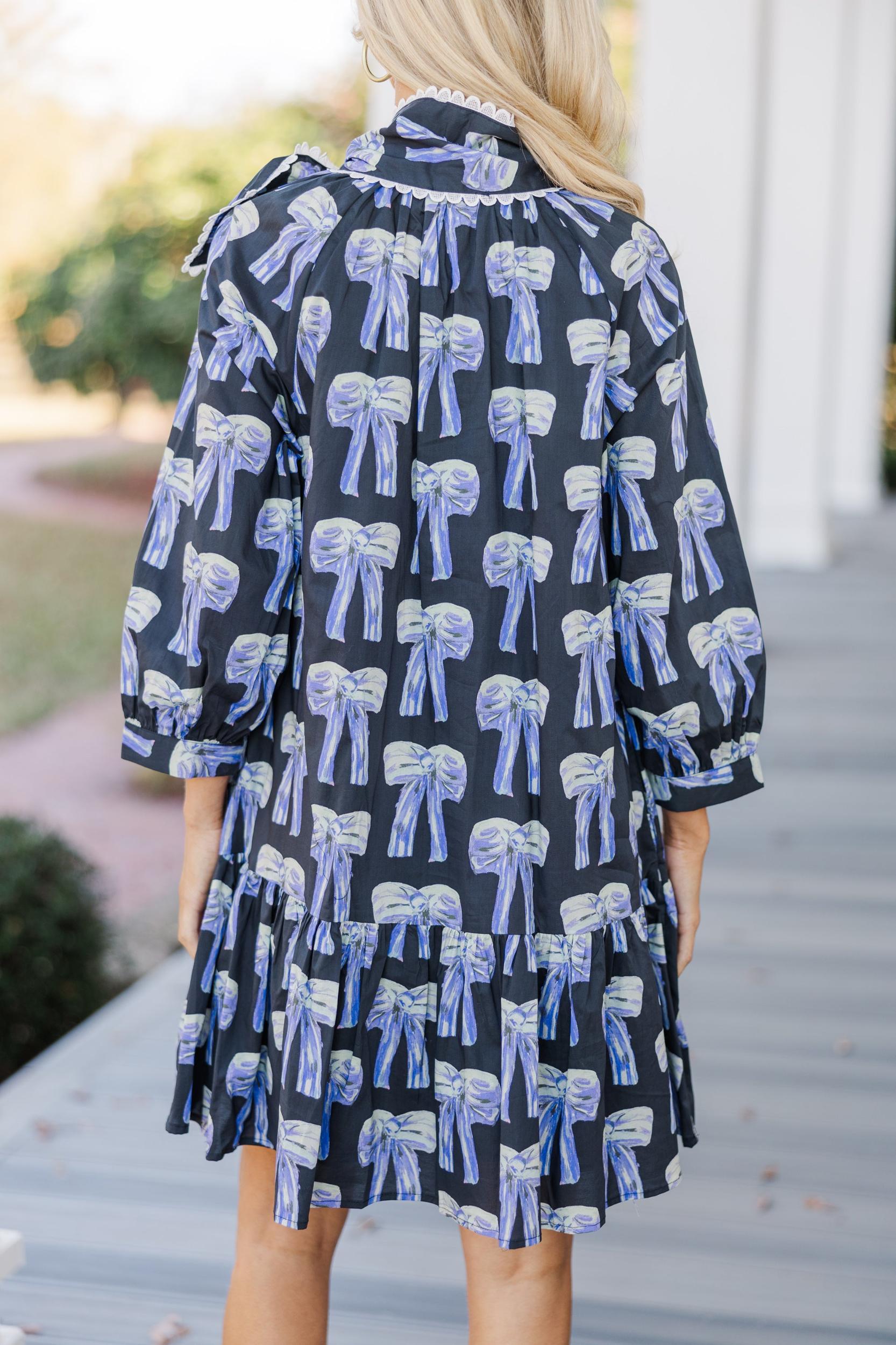 Easy Enough Black Bow Print Dress Female Product Image