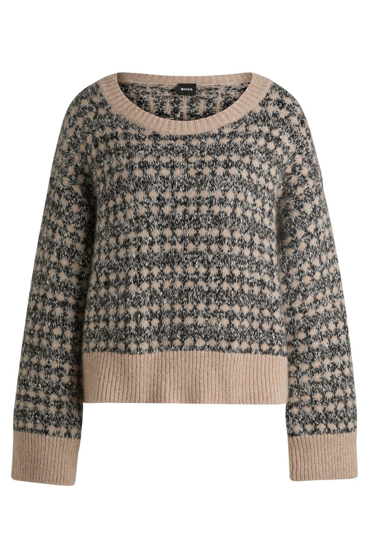 BOSS - Jacquard-knit sweater with three-colored yarn - Patterned Product Image