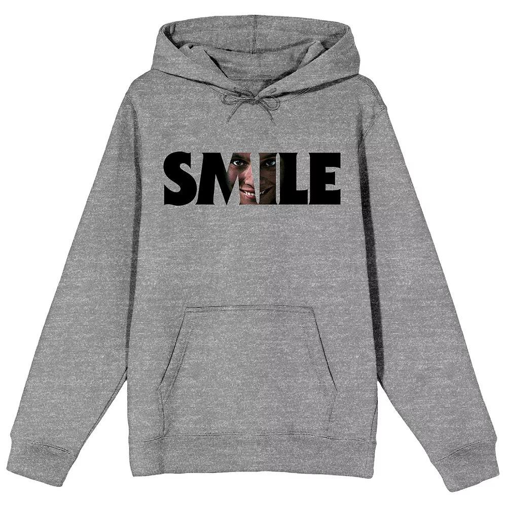 Men's Hidden Face Smile Graphic Drawstring Hoodie, Size: XL, Gray Product Image