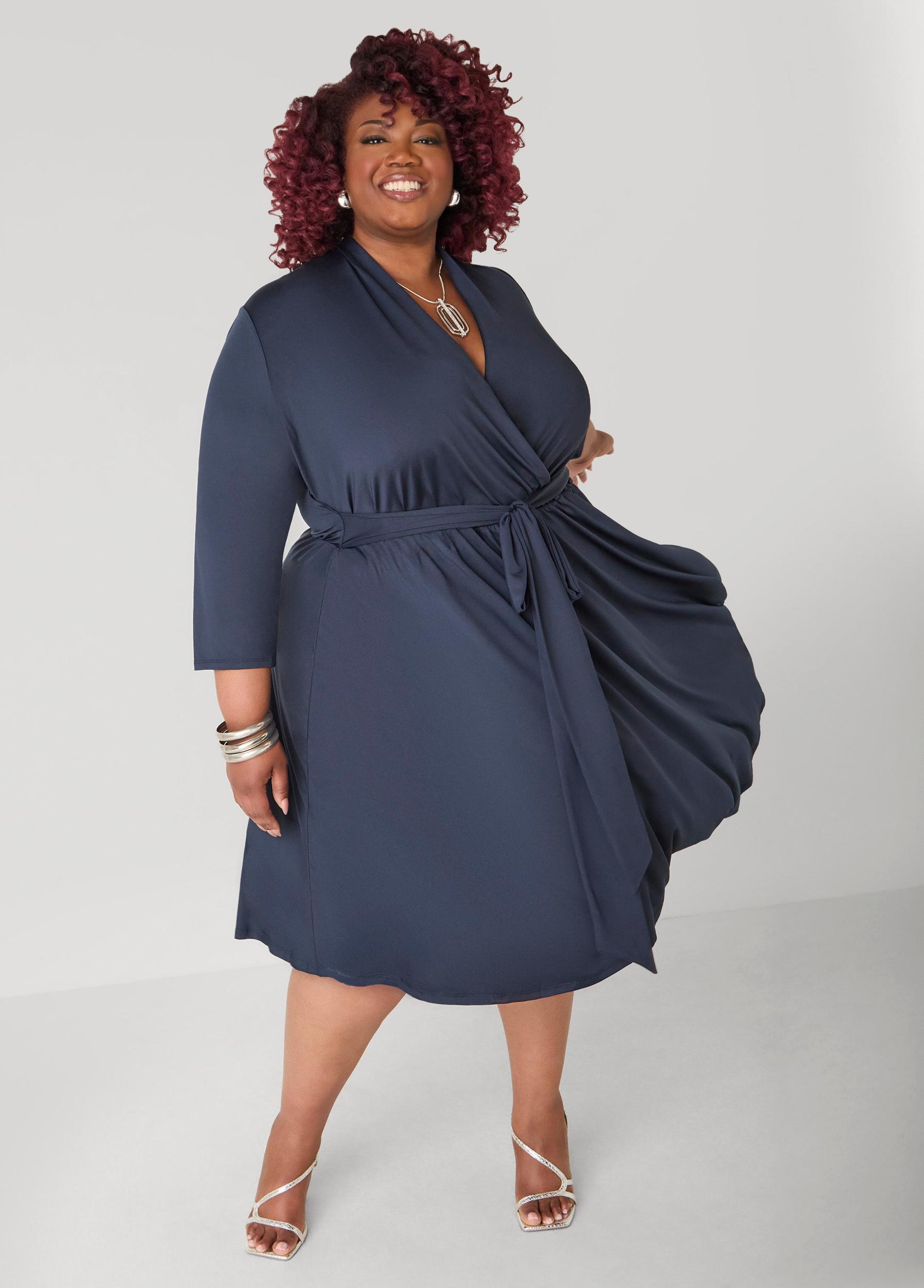 Faux Wrap A Line Dress Product Image