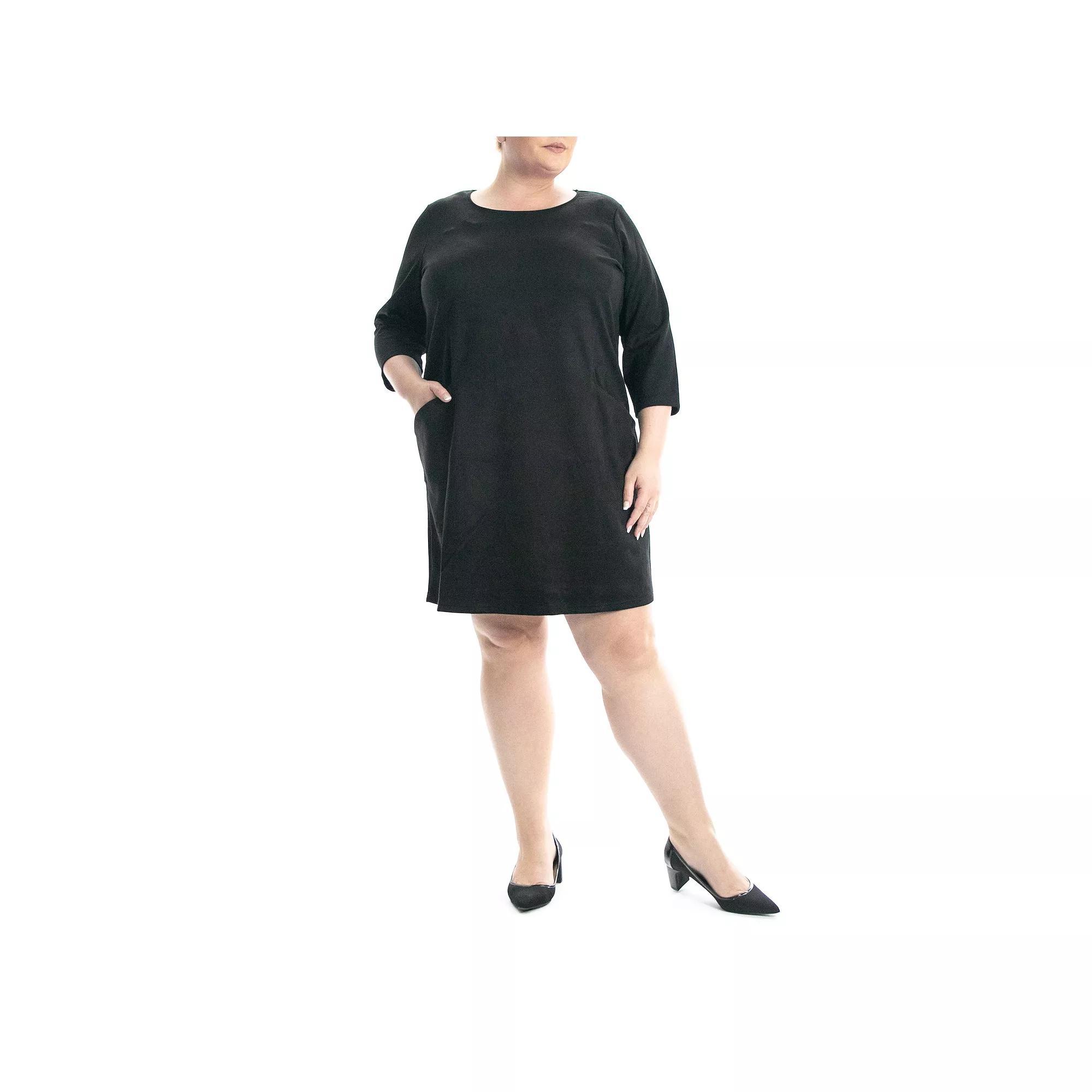 Plus Size Nina Leonard A-Line Dress, Women's, Size: 1XL, Black Product Image