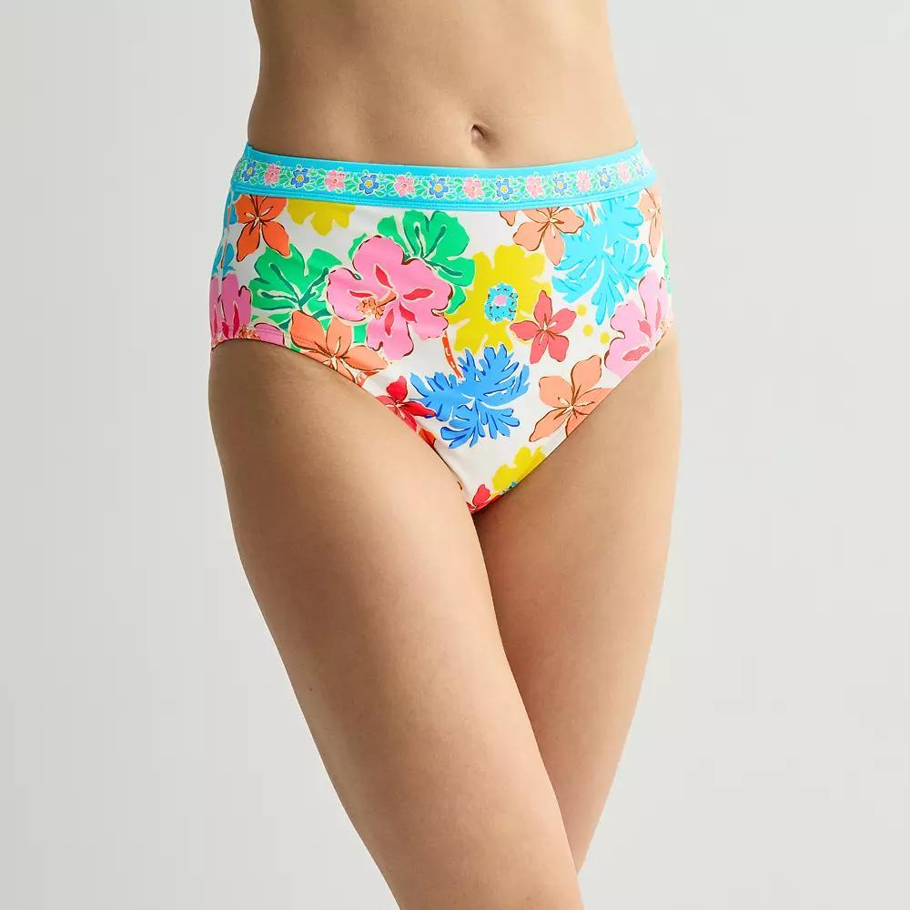 Women's Freshwater Banded High Leg Swim Bottoms, Size: XS, Blue Escape Product Image