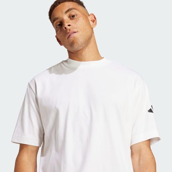 adidas Essentials Loose Fit 3 Bar Logo Tee White M Mens Product Image
