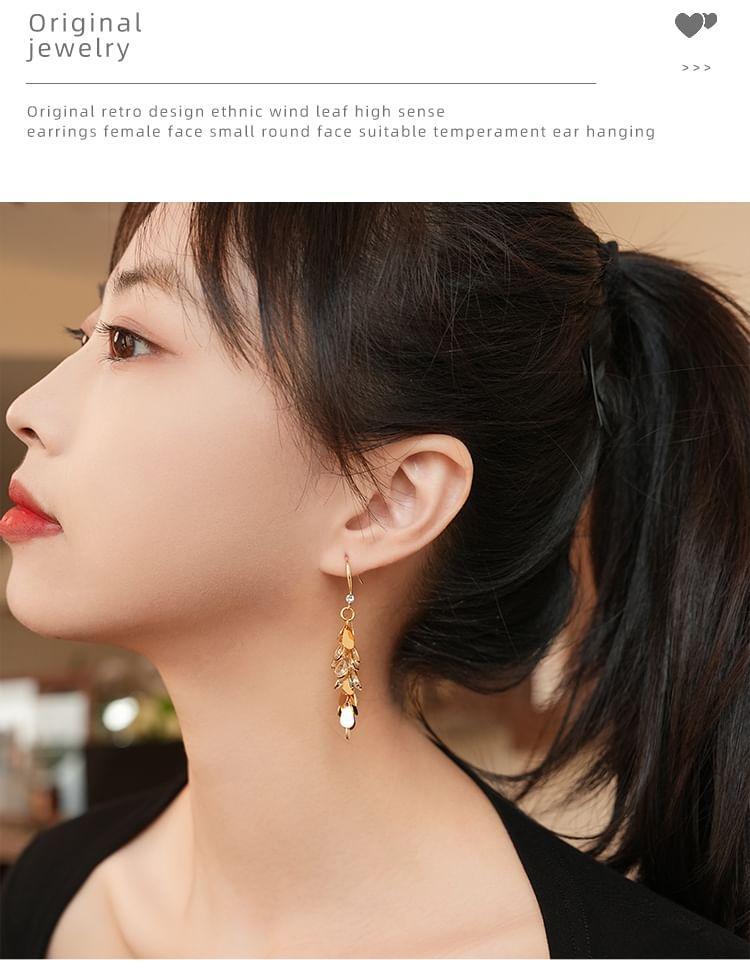 Rhinestone Fringed Drop Hook Earring Product Image