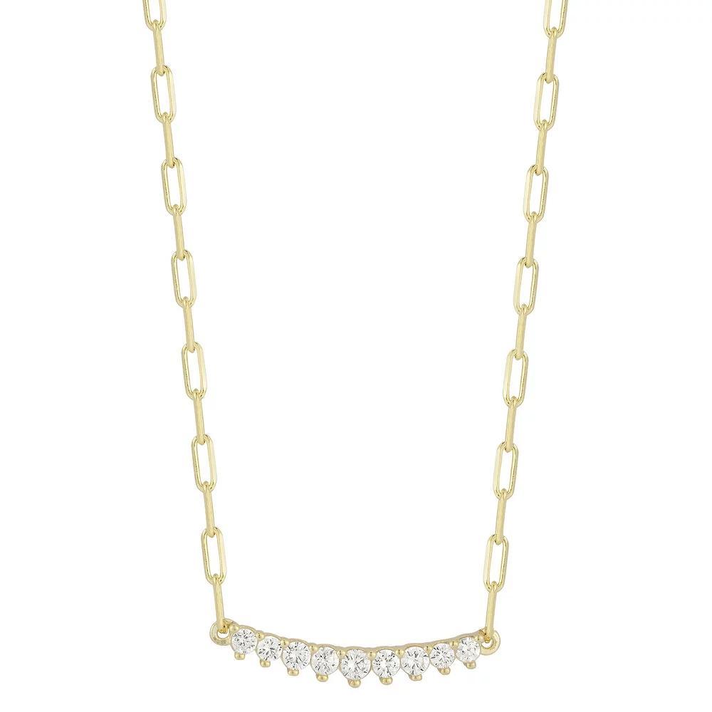 Sunkissed Sterling Cubic Zirconia Small Bar Necklace, Women's, Size: 18", Gold Tone Product Image