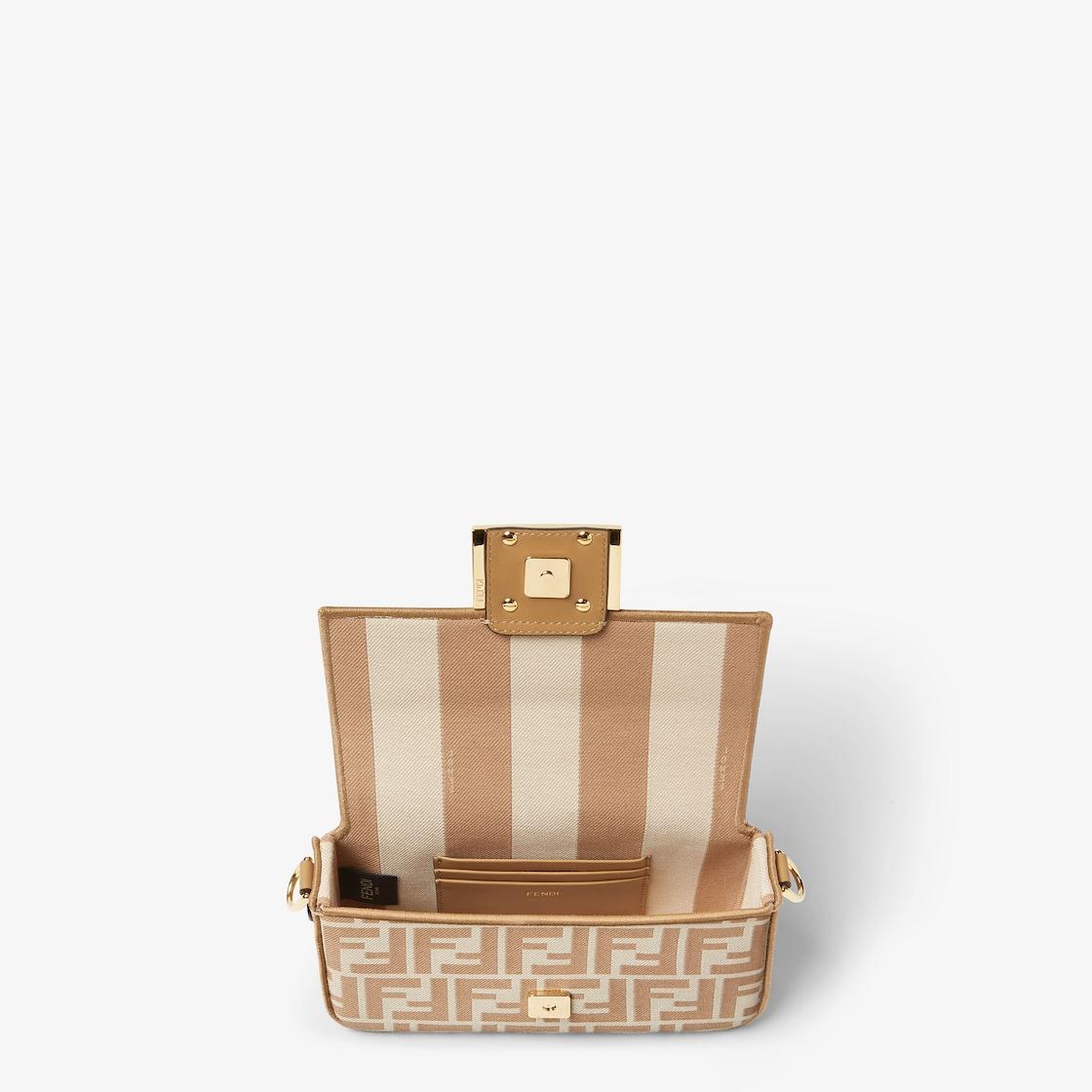 Baguette MiniCappuccino FF jacquard fabric bag Product Image