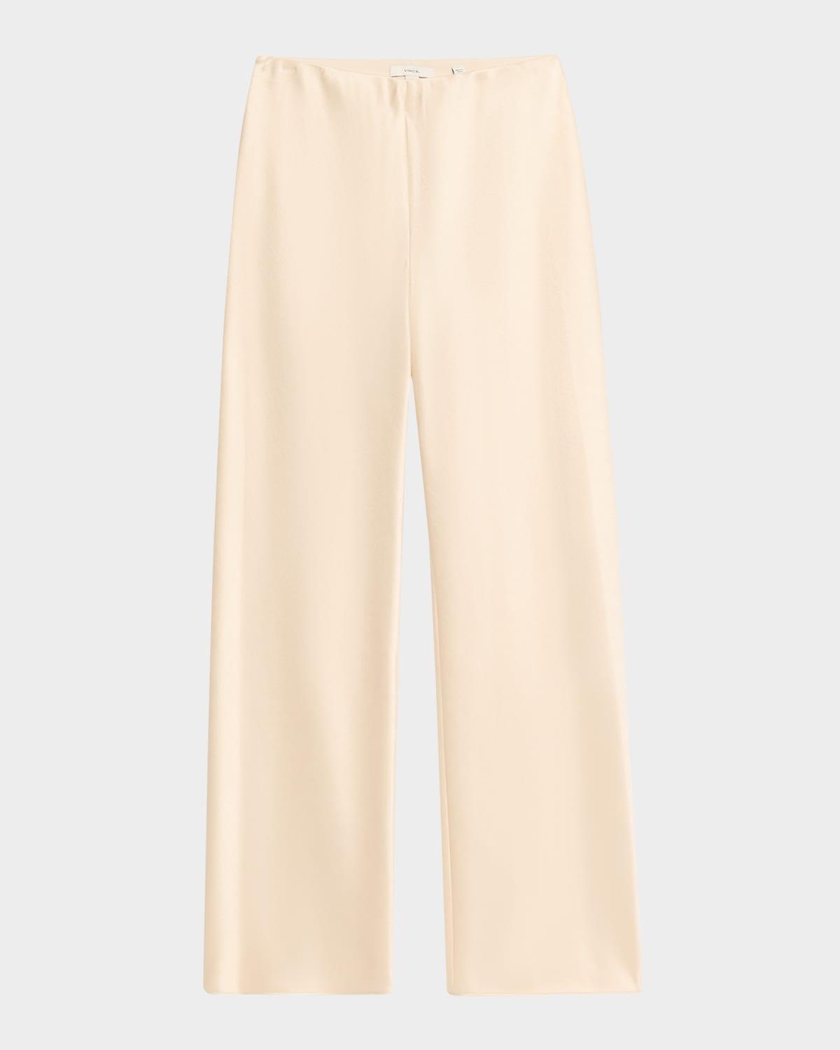Fluid Bias-Cut Crushed Satin Pants Product Image