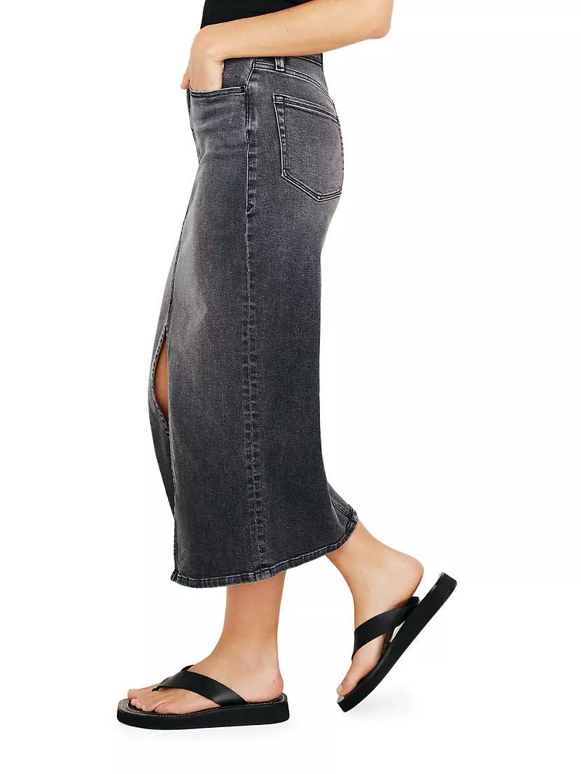 Split-Front Denim Midi-Skirt Product Image