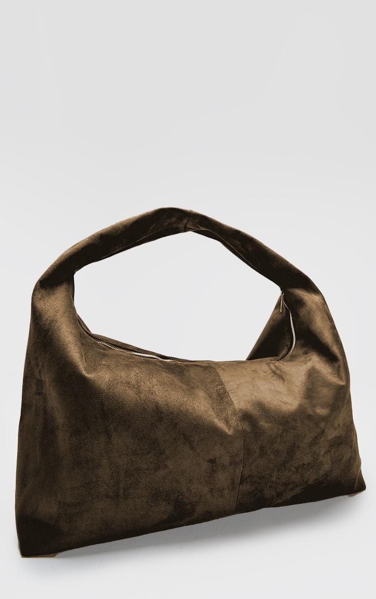 Khaki Faux Suede Oversized Slouchy Tote Bag Product Image