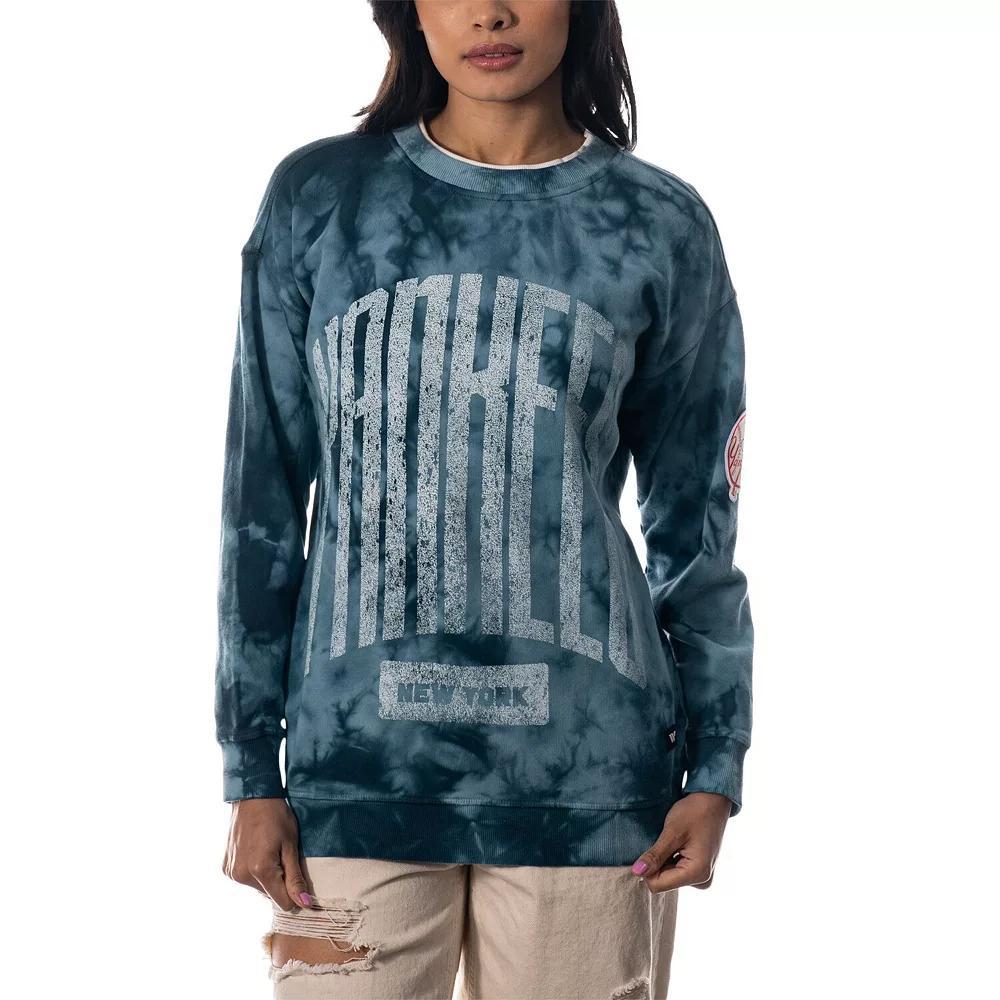 Women's The Wild Collective Blue New York Yankees Overdyed Pullover Sweatshirt, Size: Medium Product Image