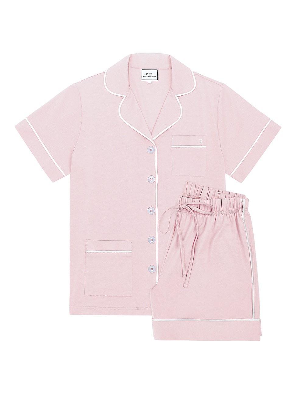 Womens Monogrammed Luxe Stretch Cotton Collection Short Pajama Set Product Image