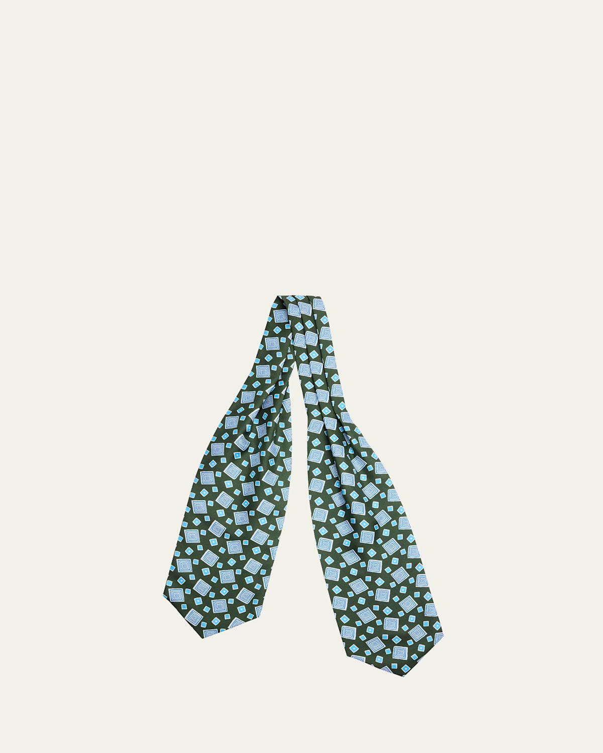 Mens Geometric-Printed Silk Neck Scarf Product Image